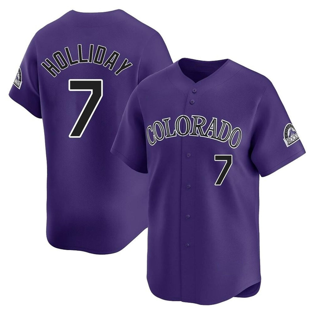 Johmsee C.Rockies #7 Matt Holliday Player Purple Limited Home Stitched Jerseys