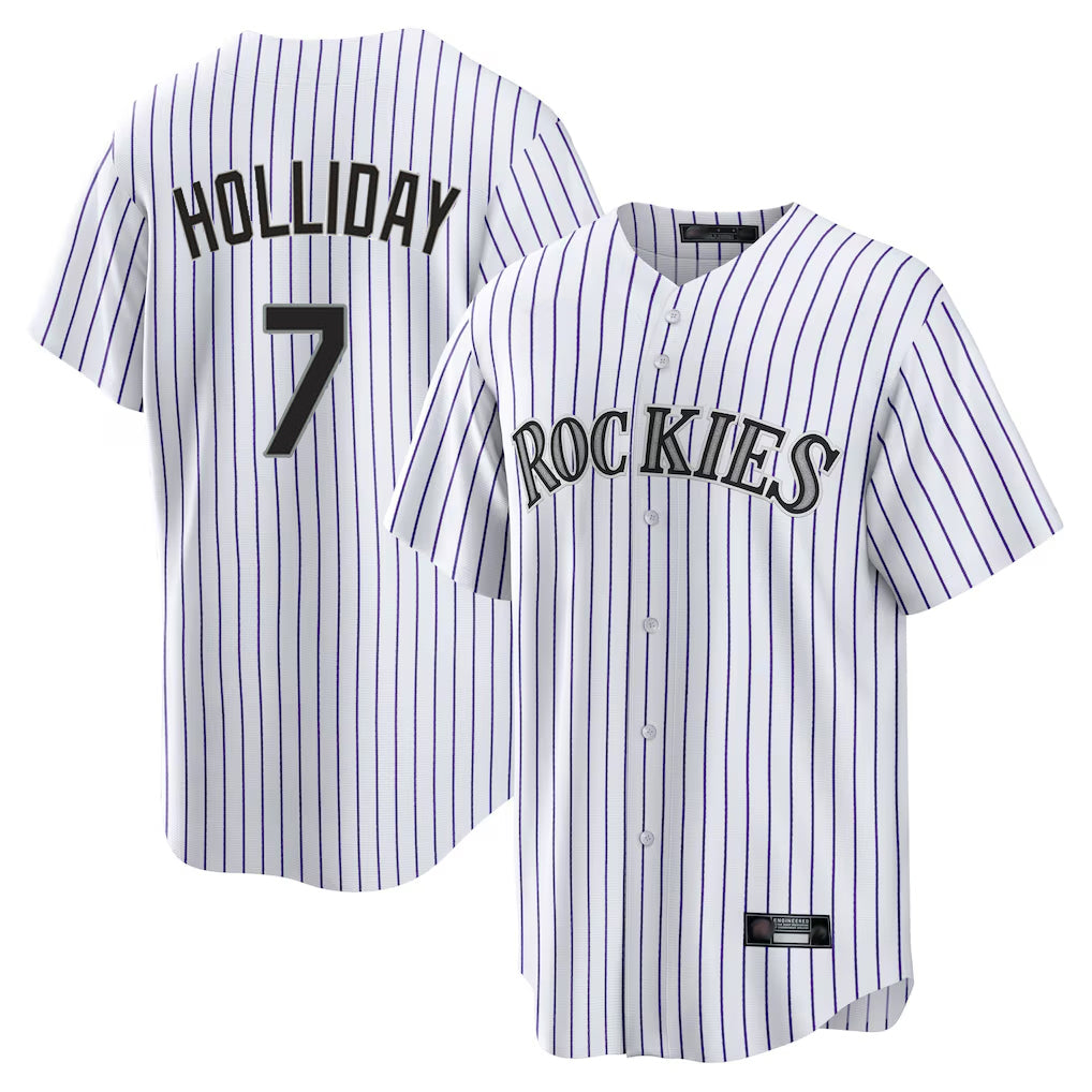 Johmsee C.Rockies #7 Matt Holliday Player White Game Home Stitched Jerseys