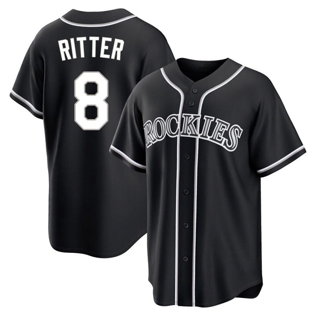 Johmsee C.Rockies #8 Ryan Ritter Player Black Fashion Out Home Game Stitched Jerseys