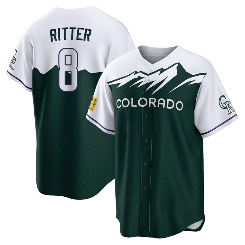 Johmsee C.Rockies #8 Ryan Ritter Player Green City Connect Home Game Stitched Jerseys
