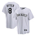 Johmsee C.Rockies #8 Ryan Ritter Player White Game Home Stitched Jerseys