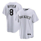 Johmsee C.Rockies #8 Ryan Ritter Player White Game Home Stitched Jerseys