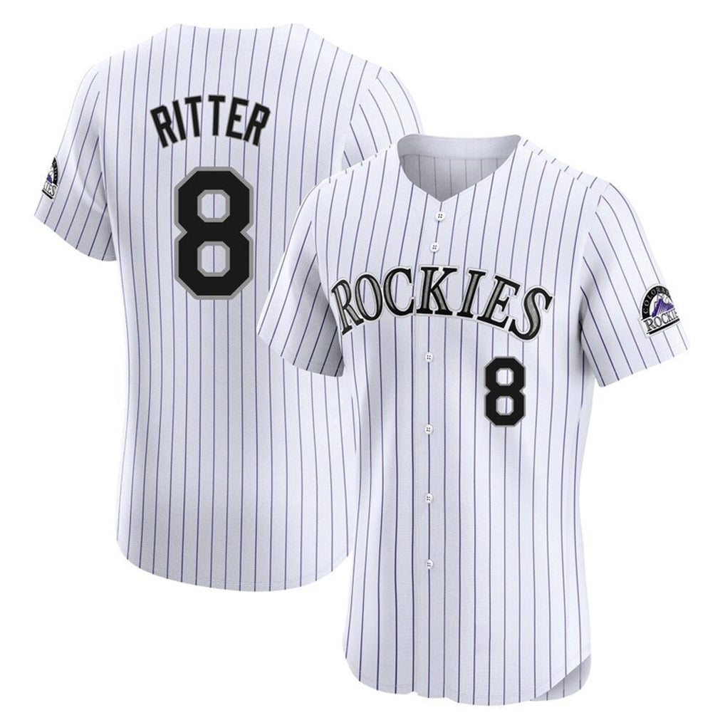 Johmsee C.Rockies #8 Ryan Ritter Player White Limited Elite Home Stitched Jerseys