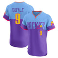 Johmsee C.Rockies #9 Brenton Doyle Player Purple-Light Blue City Connect Limited Elite Home T-shirt Stitched Jerseys