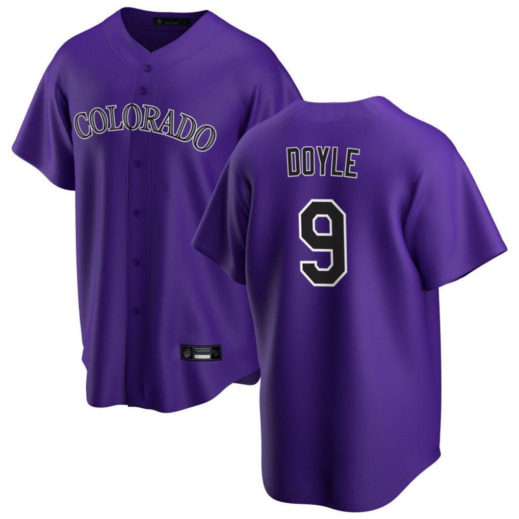 Johmsee C.Rockies #9 Brenton Doyle Player Purple Game Home Stitched Jerseys
