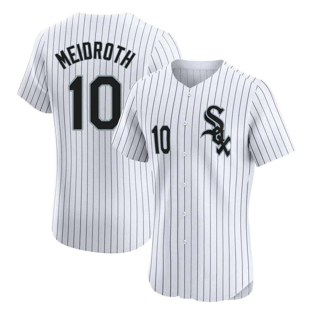 Johmsee C.White Sox #10 Chase Meidroth Player White Stripe Limited Elite Home Stitched Jerseys