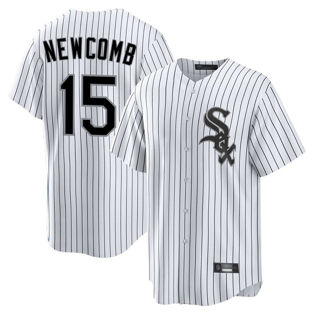 Johmsee C.White Sox #15 Sean Newcomb Player White Stripe Home Game Stitched Jerseys