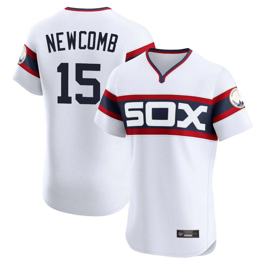 Johmsee C.White Sox #15 Sean Newcomb Player White T-shirt Limited Elite Home Stitched Jerseys
