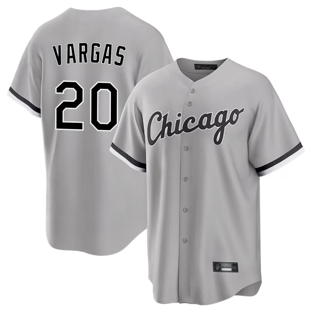 Johmsee C.White Sox #20 Miguel Vargas Player Gray Home Game Stitched Jerseys