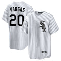 Johmsee C.White Sox #20 Miguel Vargas Player White Stripe Home Game Stitched Jerseys