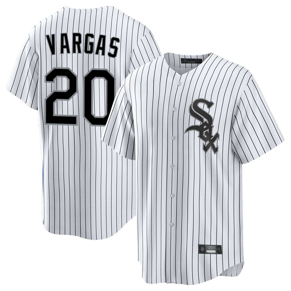 Johmsee C.White Sox #20 Miguel Vargas Player White Stripe Home Game Stitched Jerseys