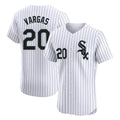 Johmsee C.White Sox #20 Miguel Vargas Player White Stripe Limited Elite Home Stitched Jerseys