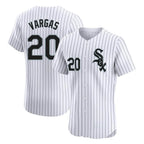 Johmsee C.White Sox #20 Miguel Vargas Player White Stripe Limited Elite Home Stitched Jerseys