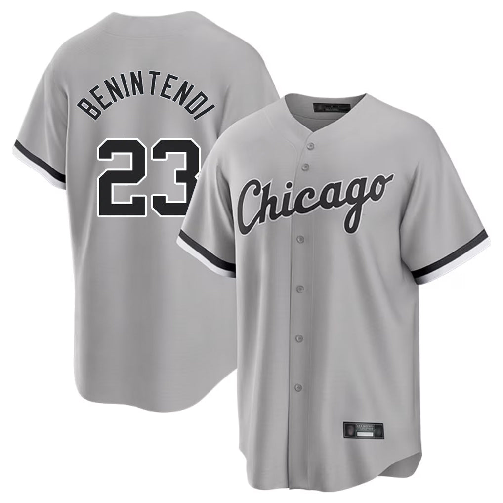 Johmsee C.White Sox #23 Andrew Benintendi Player Gray Home Game Stitched Jerseys