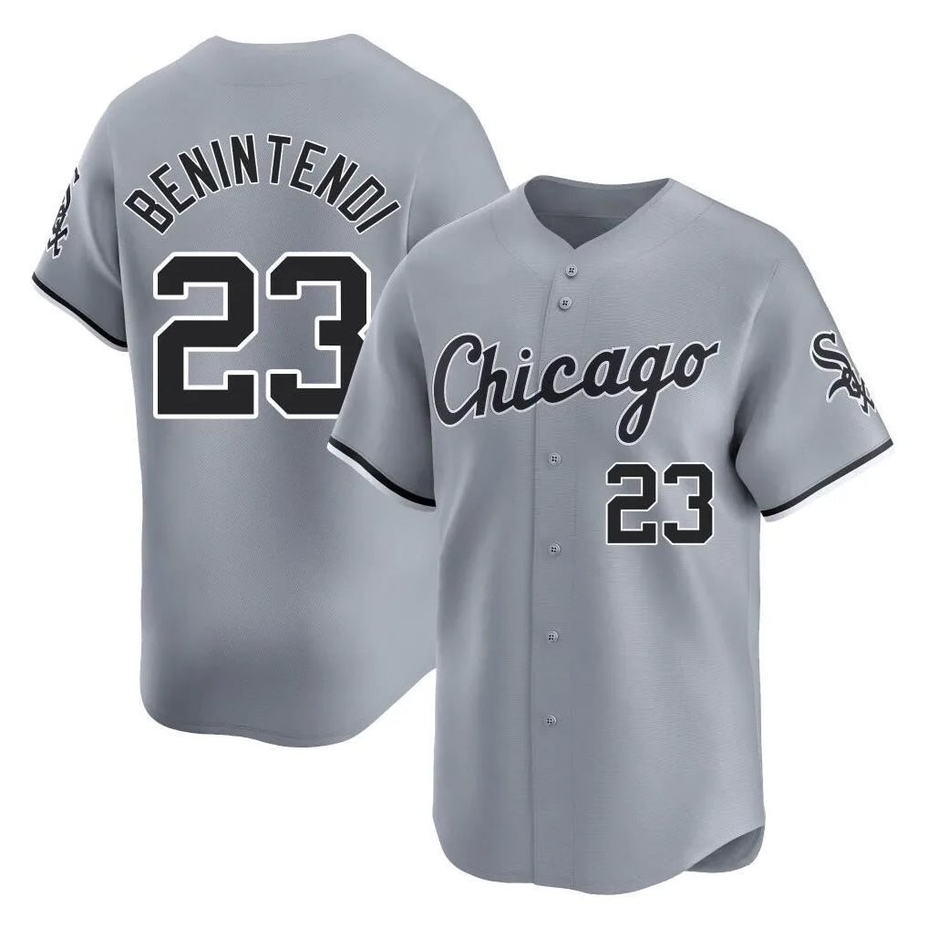 Johmsee C.White Sox #23 Andrew Benintendi Player Gray Road Limited Home Stitched Jerseys