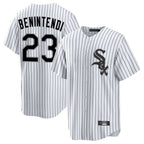 Johmsee C.White Sox #23 Andrew Benintendi Player White Stripe Home Game Stitched Jerseys