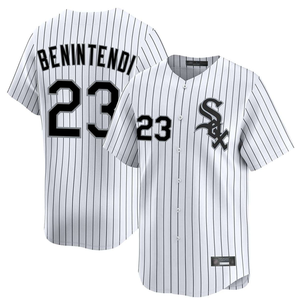 Johmsee C.White Sox #23 Andrew Benintendi Player White Stripe Limited Home Stitched Jerseys