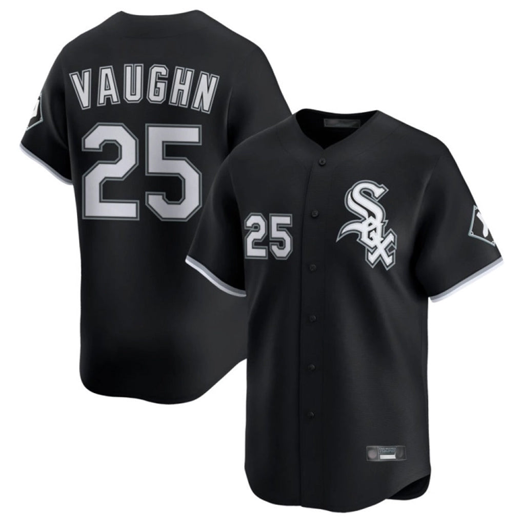 Johmsee C.White Sox #25 Andrew Vaughn Player Black Limited Home Stitched Jerseys