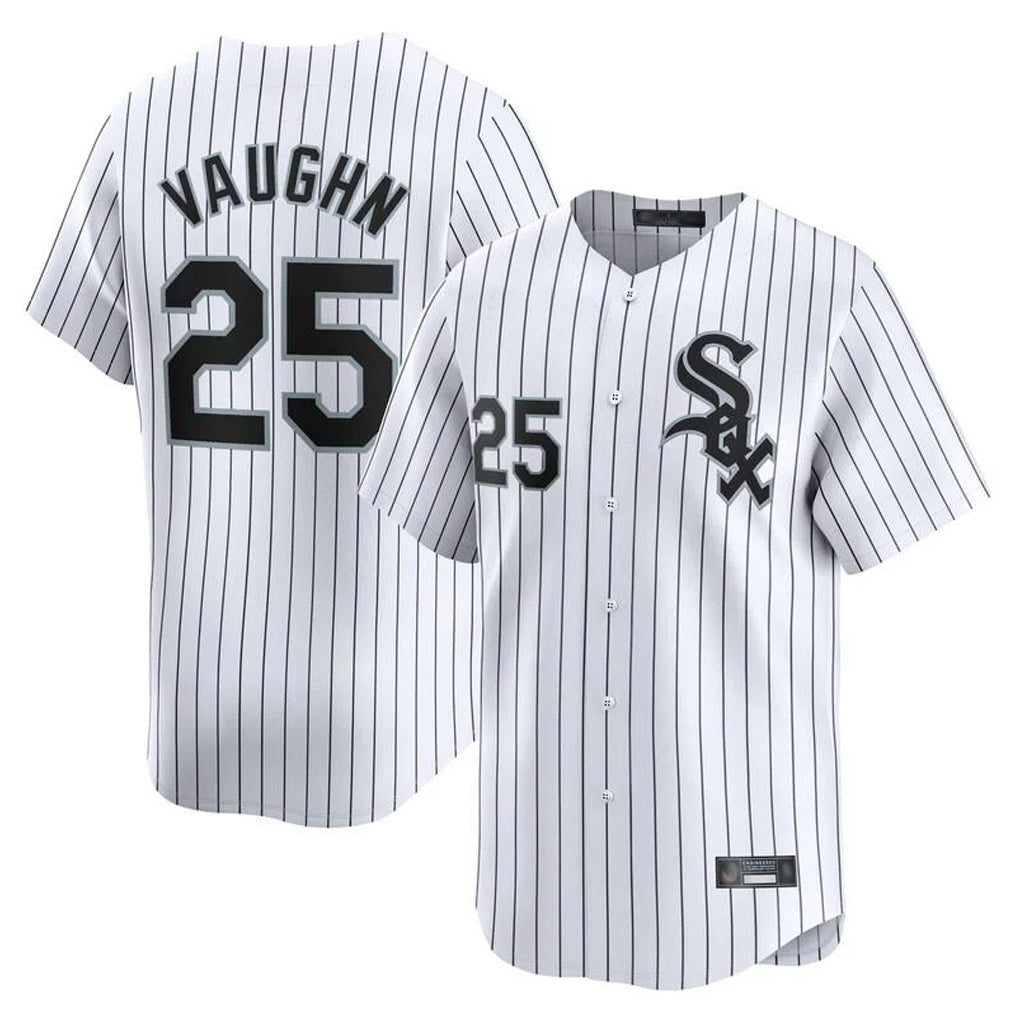Johmsee C.White Sox #25 Andrew Vaughn Player White Stripe Limited Home Stitched Jerseys
