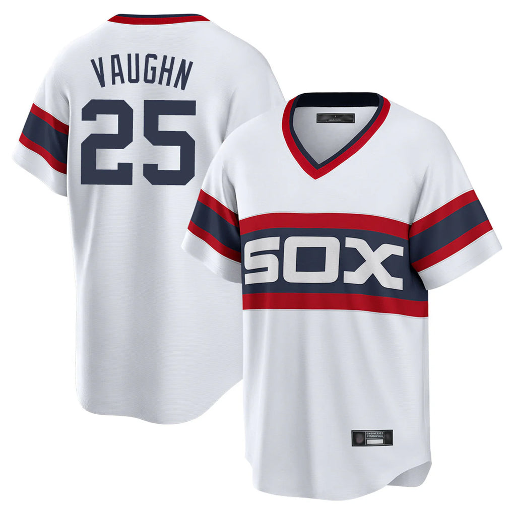 Johmsee C.White Sox #25 Andrew Vaughn Player White Stripe Limited Home Stitched Jerseys