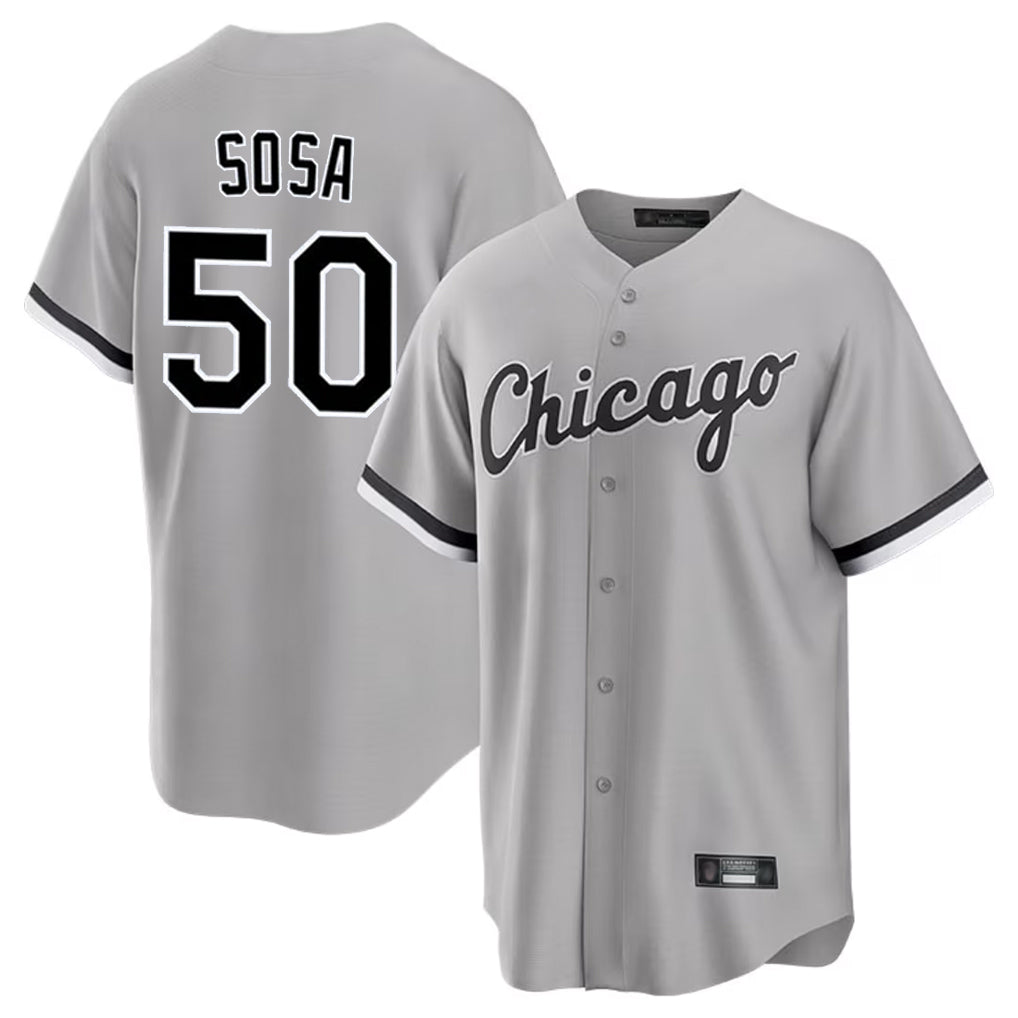Johmsee C.White Sox #50 Lenyn Sosa Player Gray Home Game Stitched Jerseys