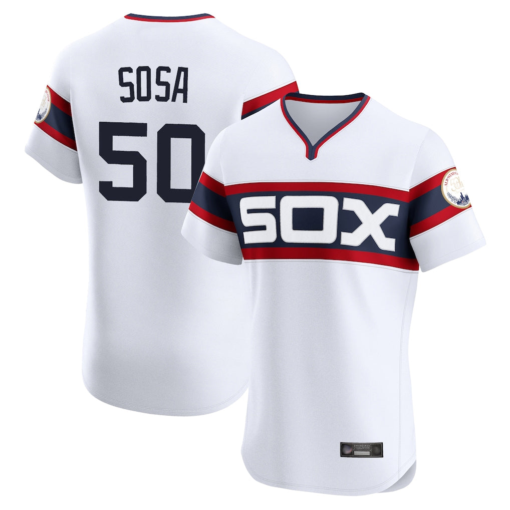Johmsee C.White Sox #50 Lenyn Sosa Player White T-shirt Limited Elite Home Stitched Jerseys