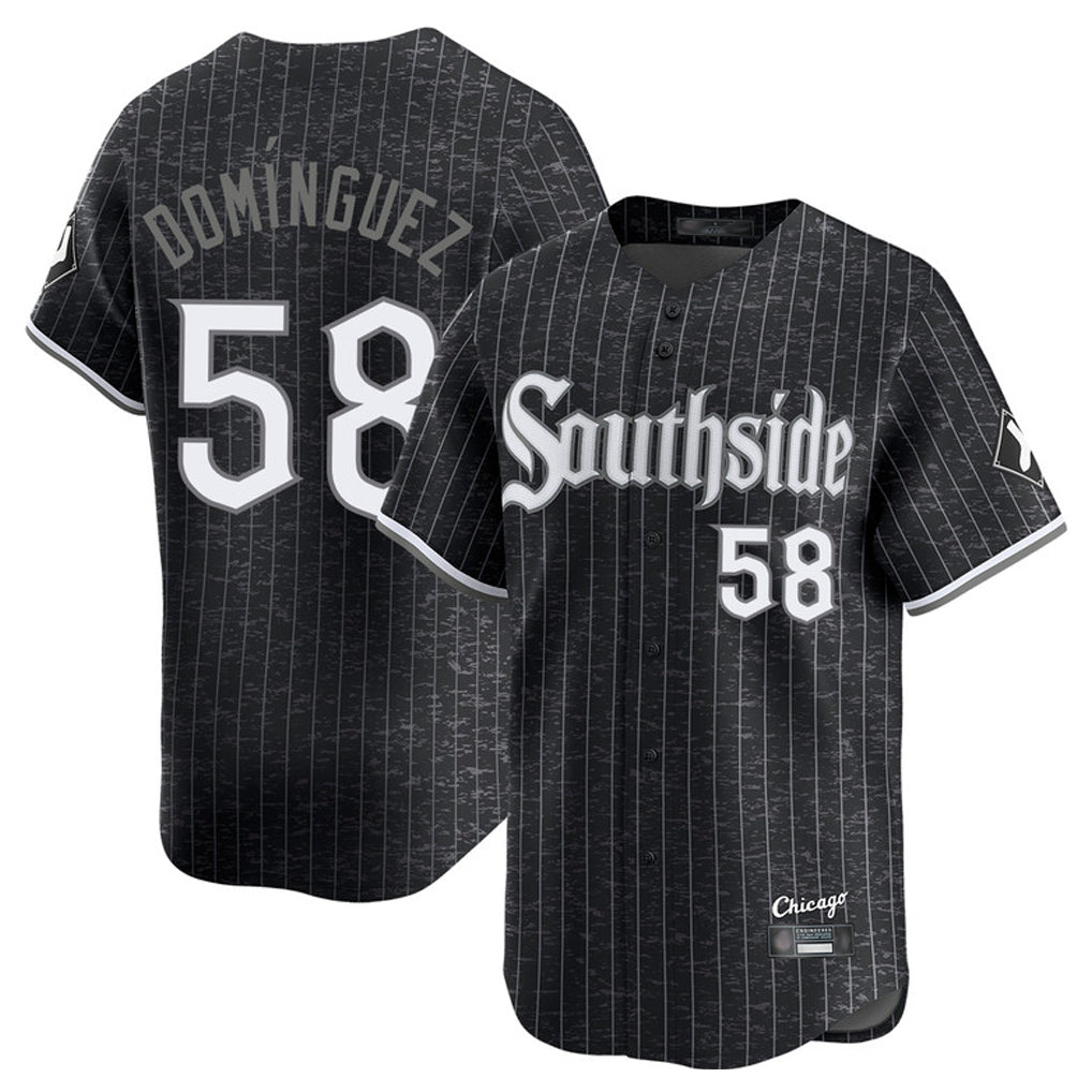 Johmsee C.White Sox #58 Seranthony Domínguez Player Black City Connect Limited Home Stitched Jerseys