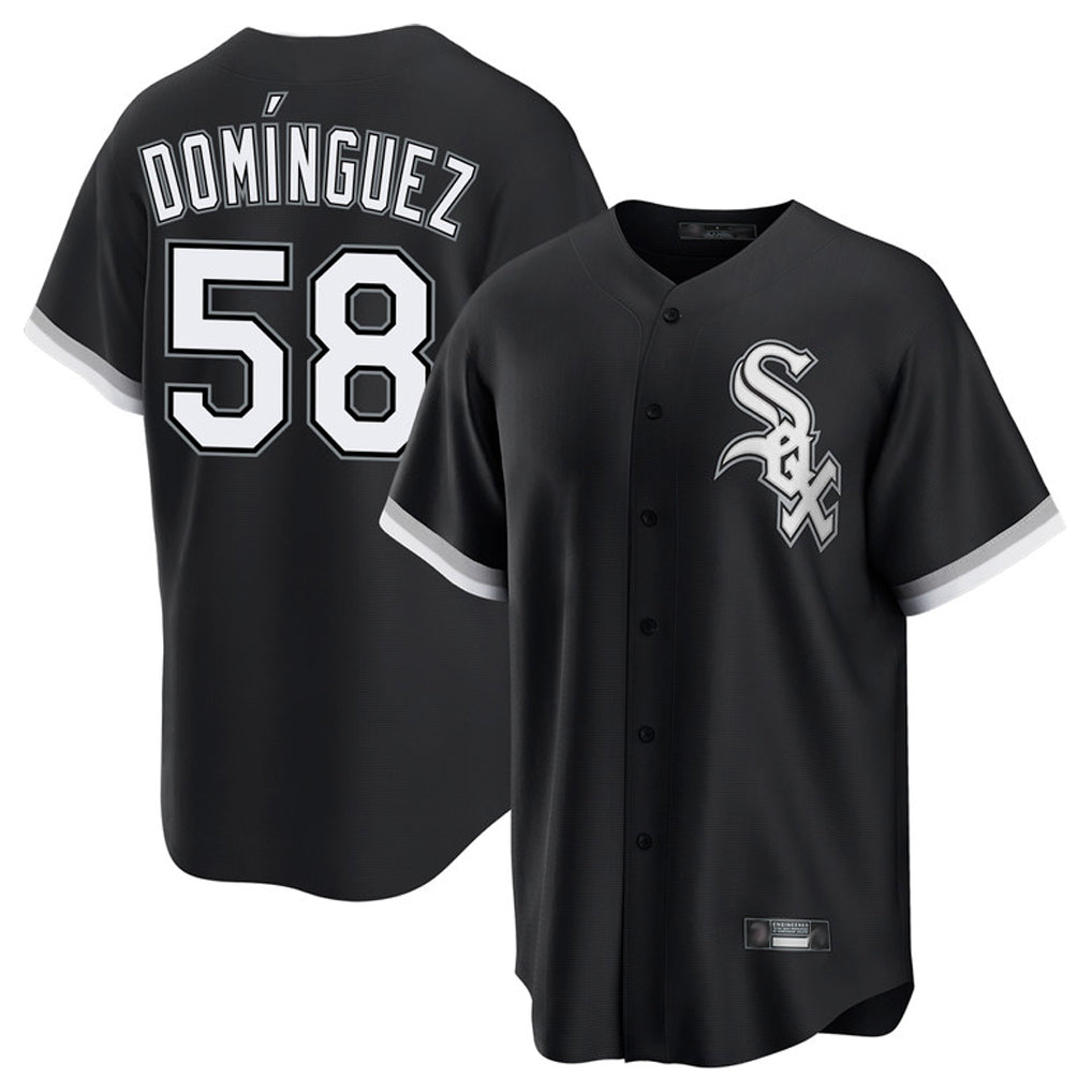 Johmsee C.White Sox #58 Seranthony Domínguez Player Black Home Game Stitched Jerseys