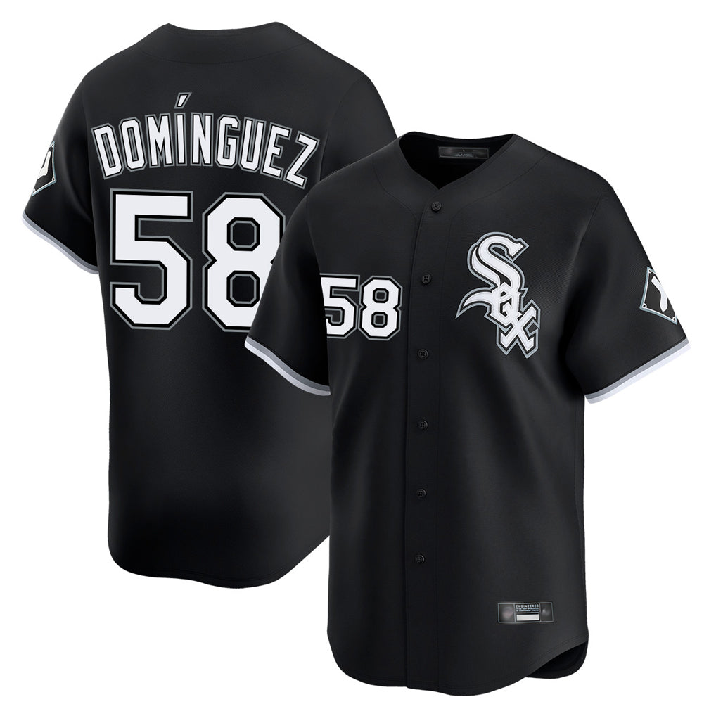 Johmsee C.White Sox #58 Seranthony Domínguez Player Black Limited Home Stitched Jerseys