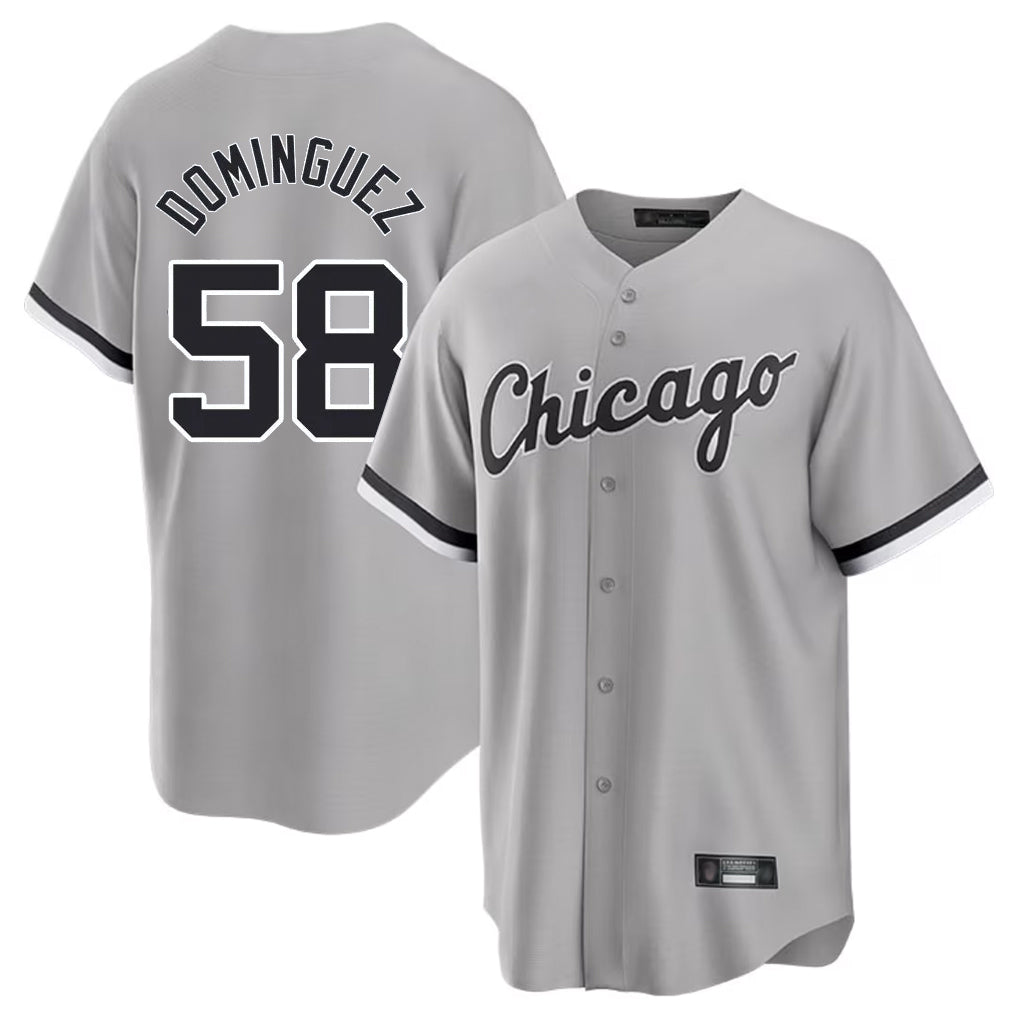 Johmsee C.White Sox #58 Seranthony Domínguez Player Gray Home Game Stitched Jerseys