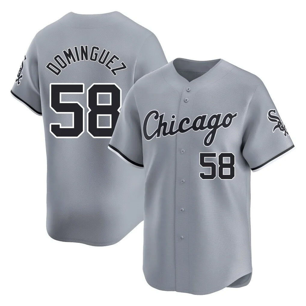 Johmsee C.White Sox #58 Seranthony Domínguez Player Gray Road Limited Home Stitched Jerseys
