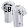 Johmsee C.White Sox #58 Seranthony Domínguez Player White Stripe Home Game Stitched Jerseys