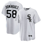 Johmsee C.White Sox #58 Seranthony Domínguez Player White Stripe Home Game Stitched Jerseys