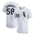 Johmsee C.White Sox #58 Seranthony Domínguez Player White Stripe Limited Elite Home Stitched Jerseys
