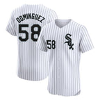 Johmsee C.White Sox #58 Seranthony Domínguez Player White Stripe Limited Elite Home Stitched Jerseys