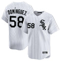 Johmsee C.White Sox #58 Seranthony Domínguez Player White Stripe Limited Home Stitched Jerseys