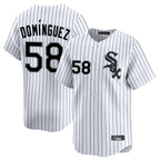 Johmsee C.White Sox #58 Seranthony Domínguez Player White Stripe Limited Home Stitched Jerseys