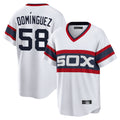 Johmsee C.White Sox #58 Seranthony Domínguez Player White T-shirt Home Game Stitched Jerseys
