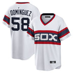 Johmsee C.White Sox #58 Seranthony Domínguez Player White T-shirt Home Game Stitched Jerseys