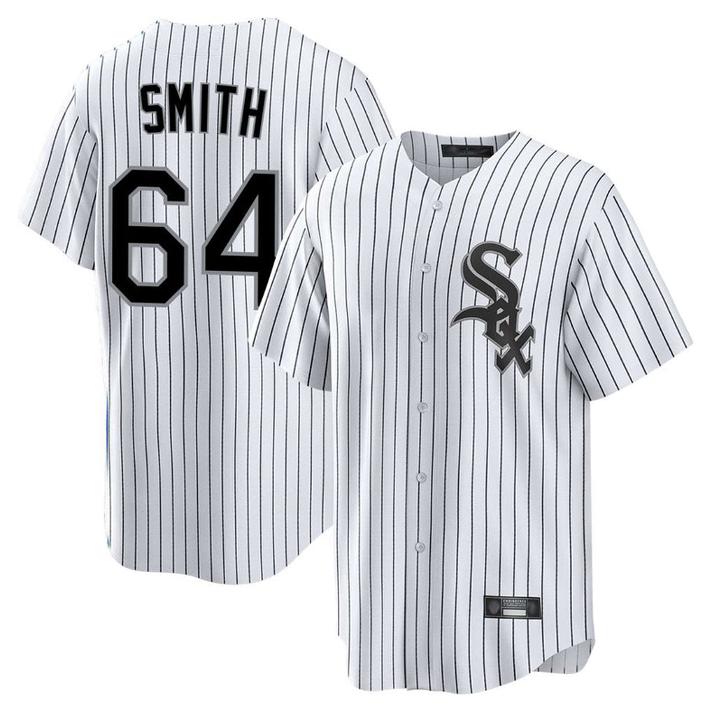 Johmsee C.White Sox #64 Shane Smith Player White Stripe Home Game Stitched Jerseys