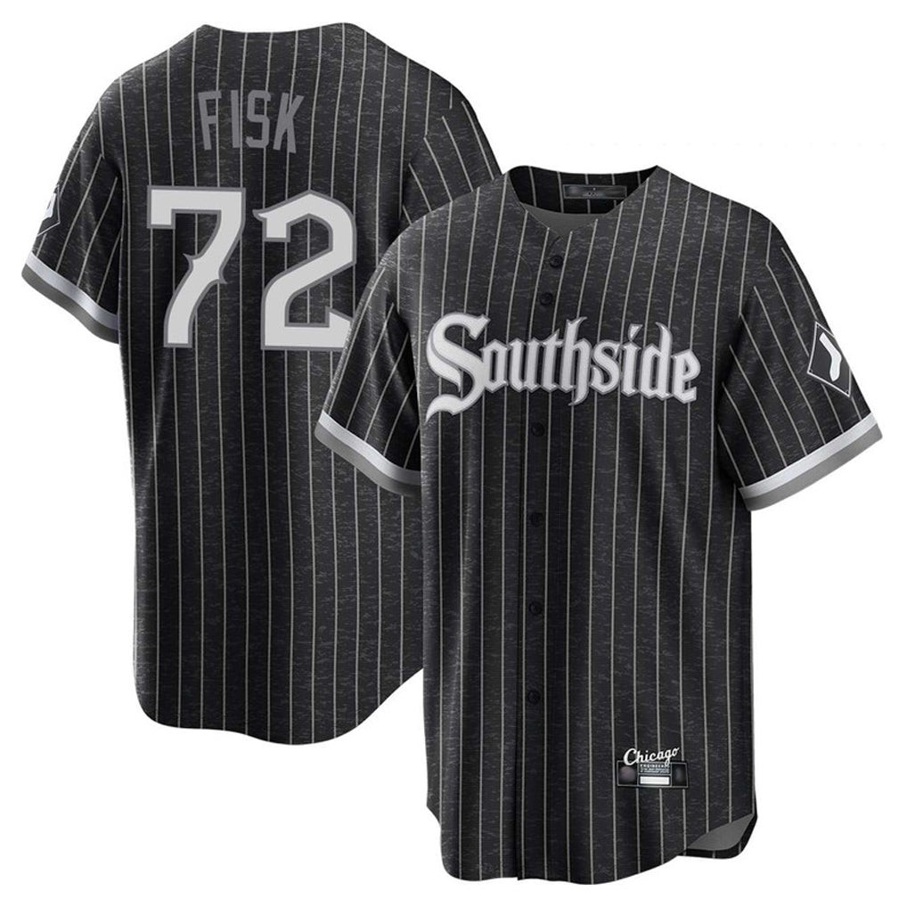 Johmsee C.White Sox #72 Carlton Fisk Player Black City Connect Home Game Stitched Jerseys