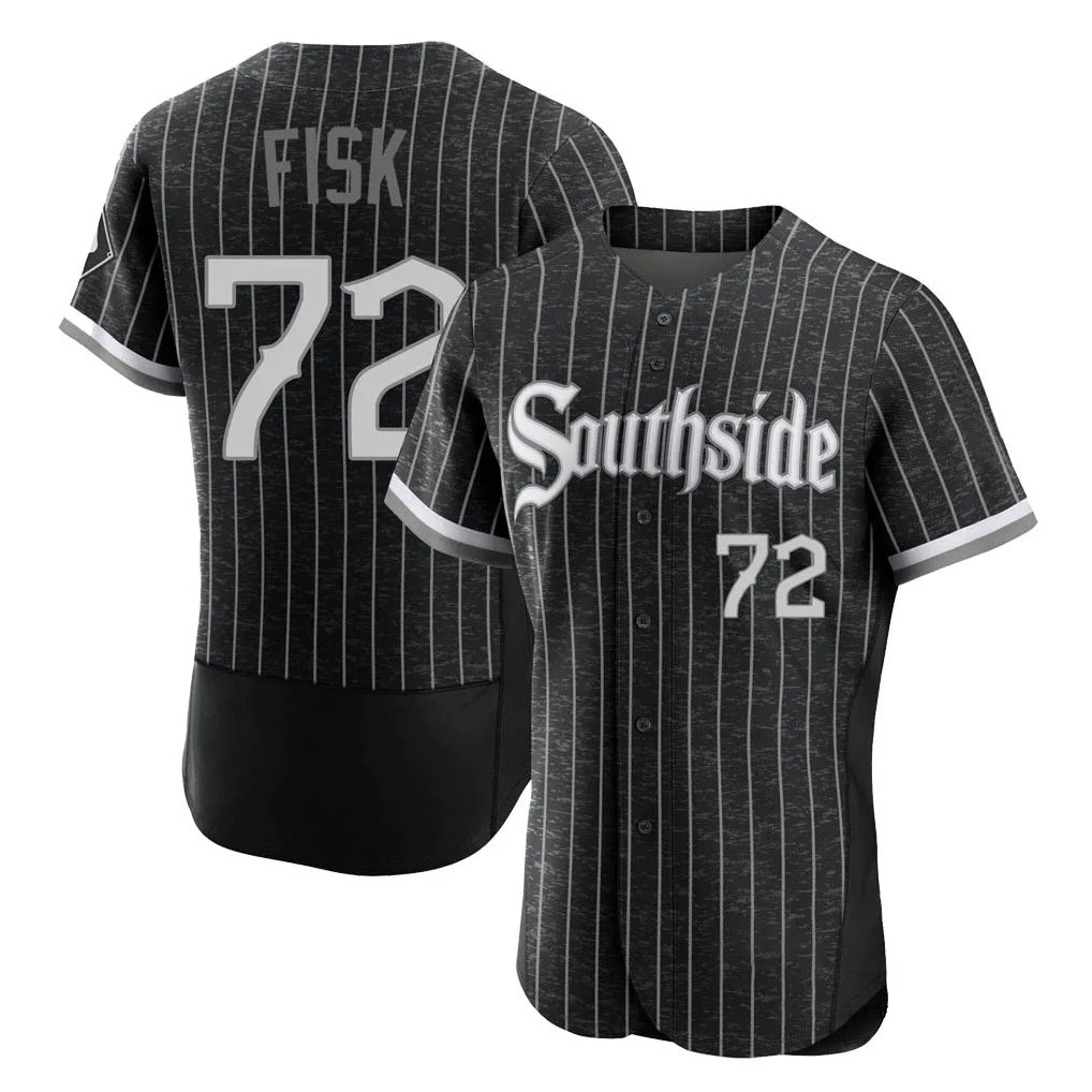Johmsee C.White Sox #72 Carlton Fisk Player Black City Connect Limited Elite Home Stitched Jerseys