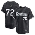 Johmsee C.White Sox #72 Carlton Fisk Player Black City Connect Limited Home Stitched Jerseys
