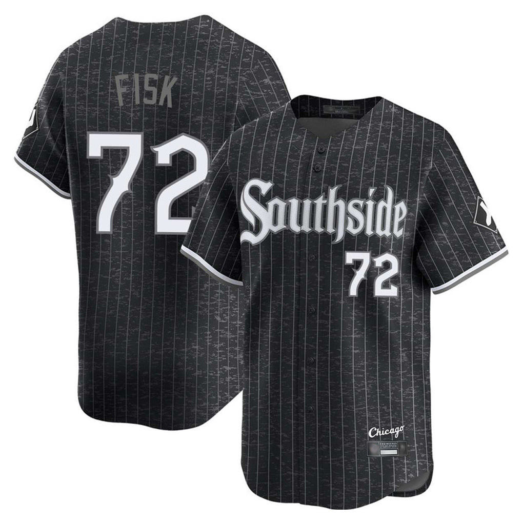 Johmsee C.White Sox #72 Carlton Fisk Player Black City Connect Limited Home Stitched Jerseys