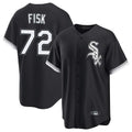 Johmsee C.White Sox #72 Carlton Fisk Player Black Home Game Stitched Jerseys
