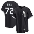 Johmsee C.White Sox #72 Carlton Fisk Player Black Home Game Stitched Jerseys