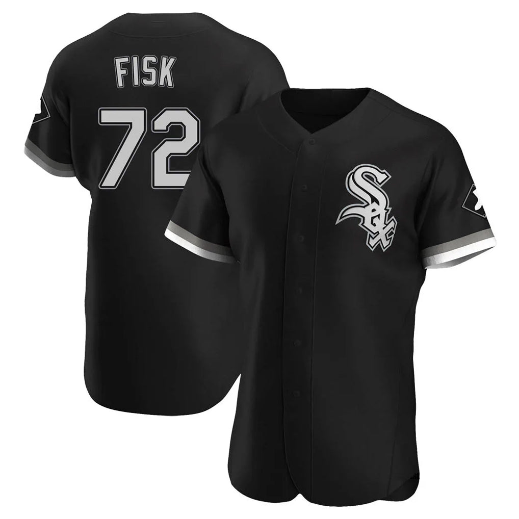 Johmsee C.White Sox #72 Carlton Fisk Player Black Limited Elite Home Stitched Jerseys