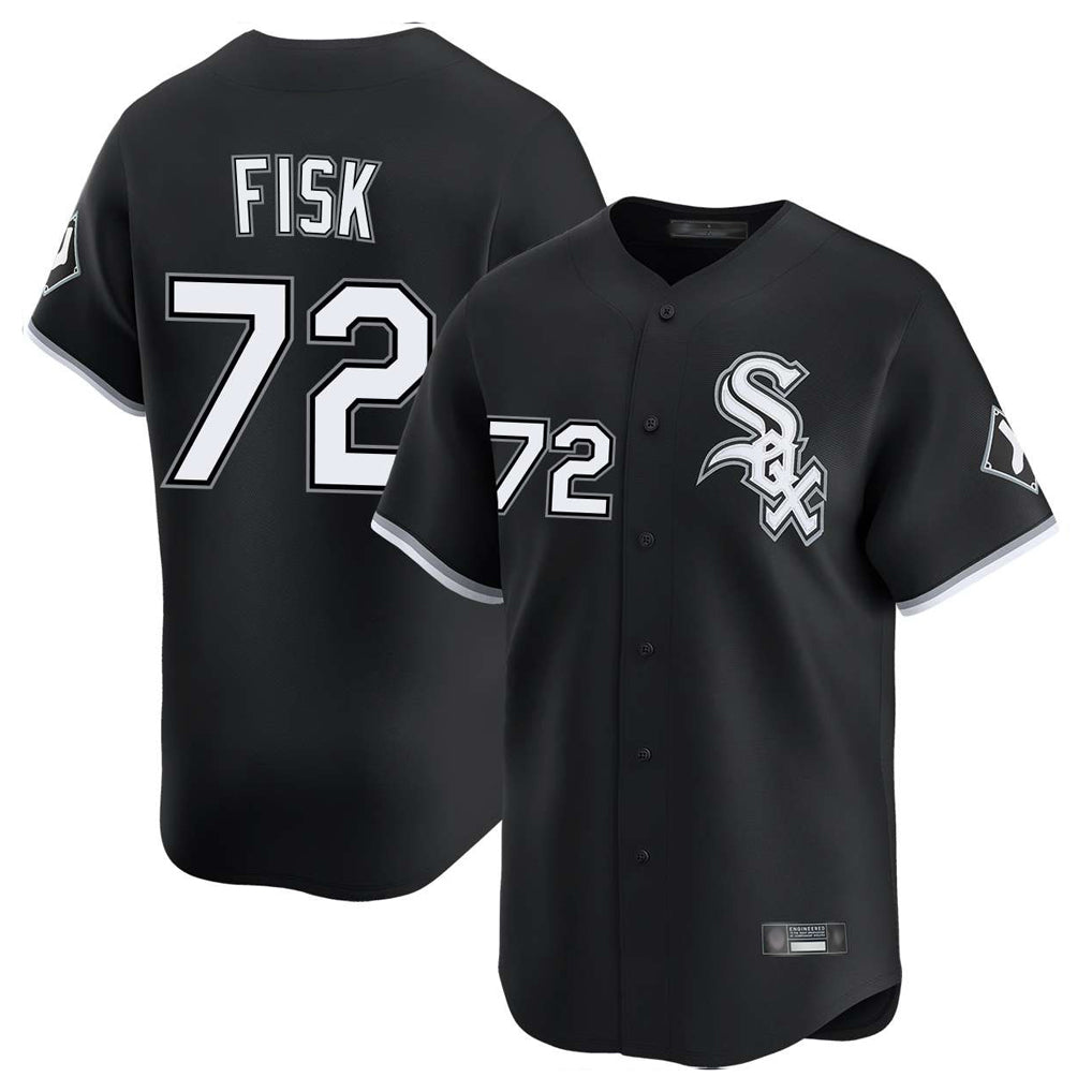 Johmsee C.White Sox #72 Carlton Fisk Player Black Limited Home Stitched Jerseys