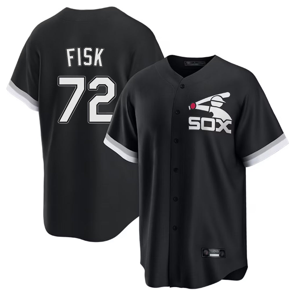 Johmsee C.White Sox #72 Carlton Fisk Player Black Spring Training Game Stitched Jerseys