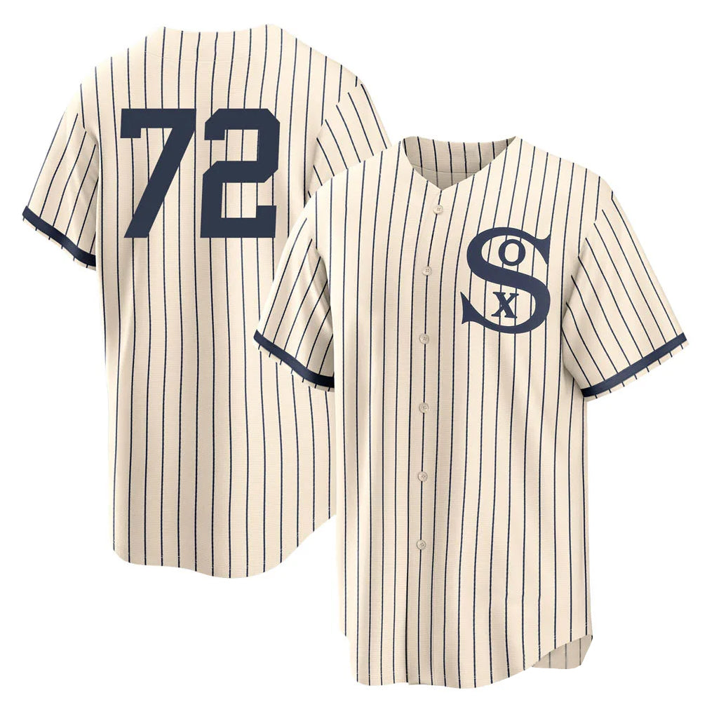 Johmsee C.White Sox #72 Carlton Fisk Player Cream Field of Dreams Home Game Stitched Jerseys
